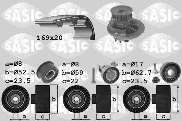 Sasic Distributieriem kit inclusief waterpomp 3906074