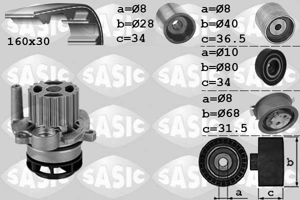 Sasic Distributieriem kit inclusief waterpomp 3906081