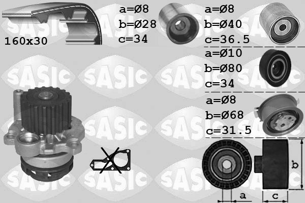 Sasic Distributieriem kit inclusief waterpomp 3906082