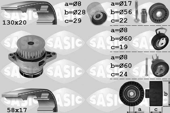 Sasic Distributieriem kit inclusief waterpomp 3906085