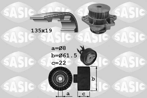 Sasic Distributieriem kit inclusief waterpomp 3906087