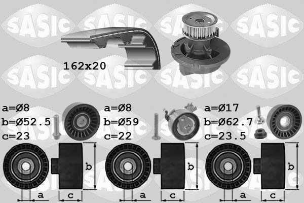 Sasic Distributieriem kit inclusief waterpomp 3906093