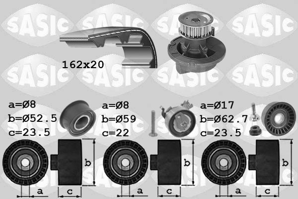 Sasic Distributieriem kit inclusief waterpomp 3906095