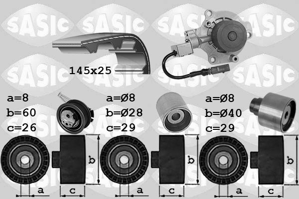 Sasic Distributieriem kit inclusief waterpomp 3906114