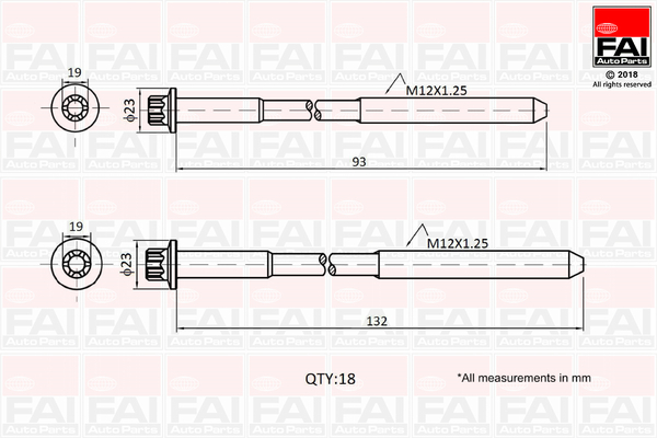 Fai Autoparts Cilinderkopboutenset B2201