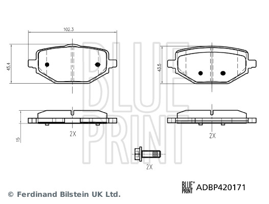 Blue Print Remblokkenset, schijfrem ADBP420171