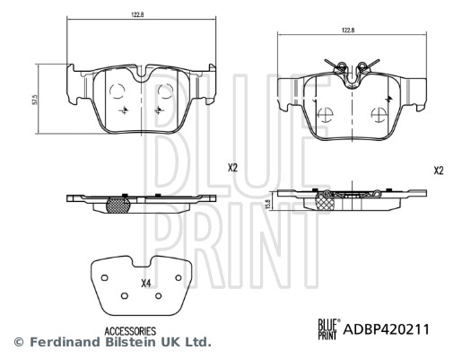 Blue Print Remblokkenset, schijfrem ADBP420211