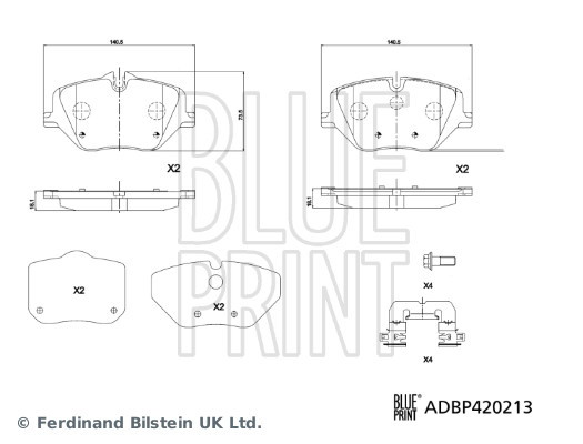 Blue Print Remblokkenset, schijfrem ADBP420213