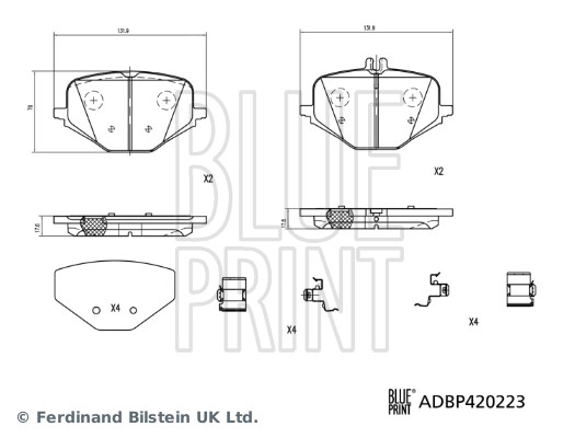 Blue Print Remblokkenset, schijfrem ADBP420223