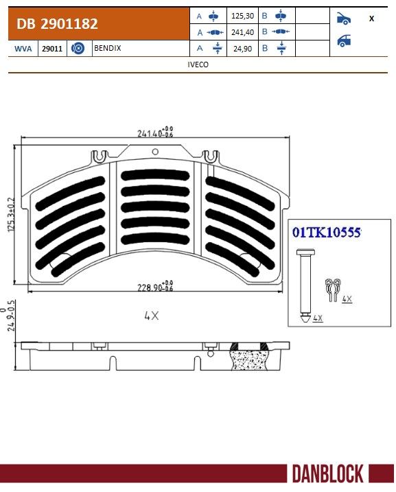 Danblock Remblokkenset, schijfrem DB 2901182