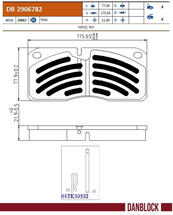 Danblock Remblokkenset, schijfrem DB 2906782