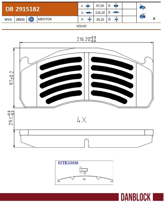 Danblock Remblokkenset, schijfrem DB 2915182