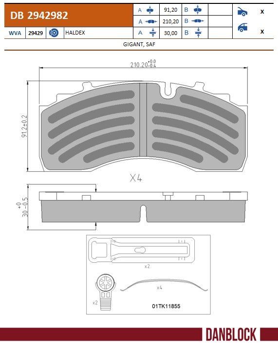 Danblock Remblokkenset, schijfrem DB 2942982