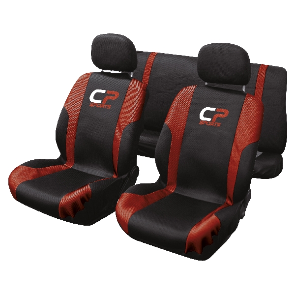 Carpoint Stoelhoesset 9-delig 'CP Sports' rood airbag 10242