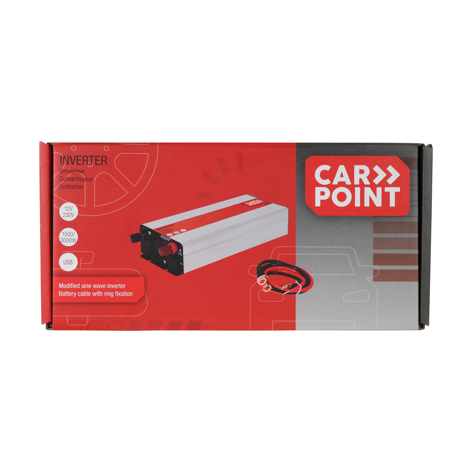 Carpoint Carpoint Omvormer 12V>230V 1500W accu kabel 0510354