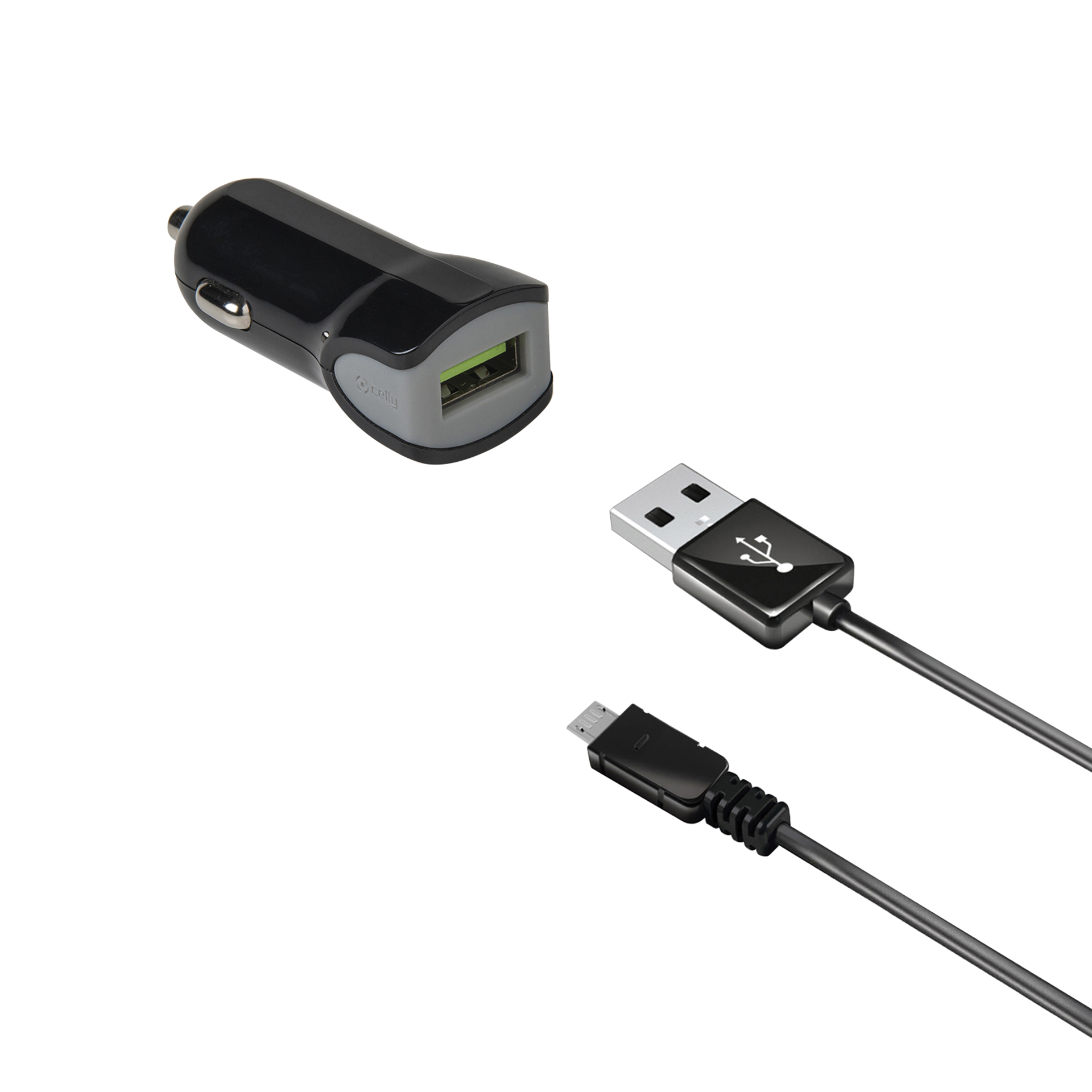 Celly Celly Autolader 2.4A & Micro-USB kabel zwart 0517545