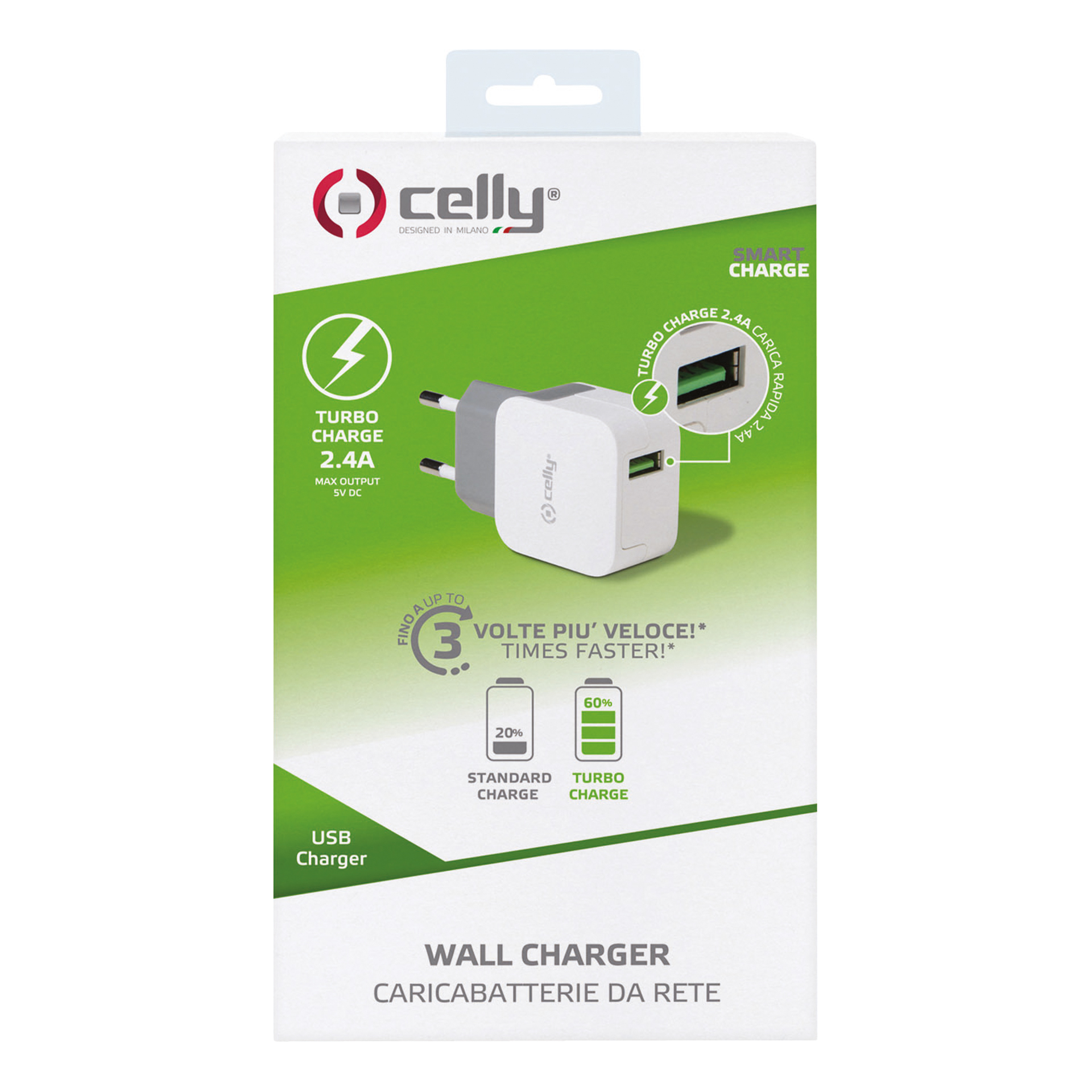 Celly Celly Thuislader 1 USB 2.4A Wit 0517550