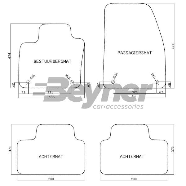 Beyner Pasklare stoffen matten MSV-1476627