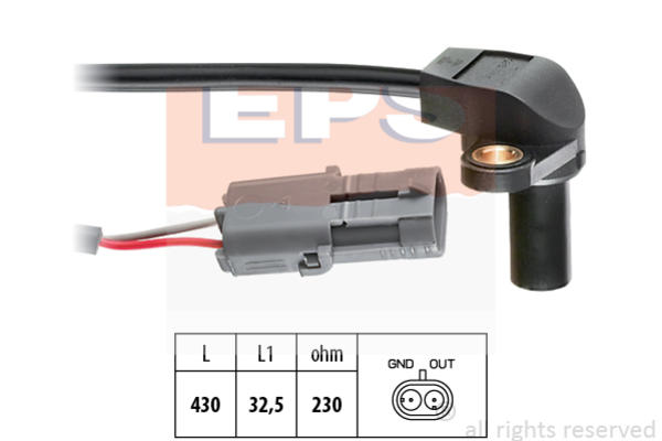 Image of Eps ABS sensor / Krukas positiesensor / Nokkenas positiesensor 1.953.202 1953202_224