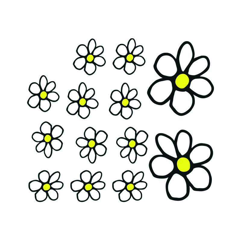 Mijnautoonderdelen Auto Tattoo Flowers White/Yellow 13 AV 103009
