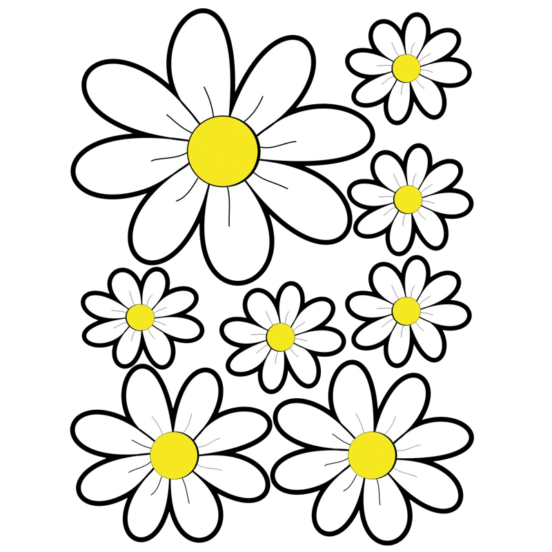 Mijnautoonderdelen Sticker Sheet White Flowers 24,5x32 AV 109326